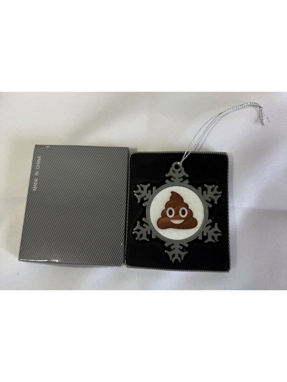 Christmas Tree Decoration Poop Emoji Snowflake Ornament XMAS Tree Poop Face NIB